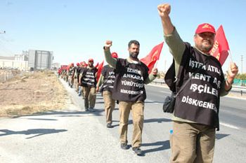 Kent A.Ş. işçileri Ankara'da coşkuyla karşılandı