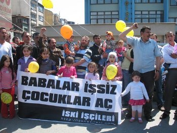 İSKİ işçilerinden 23 Nisan eylemi: "Babalar işsiz çocuklar aç!"