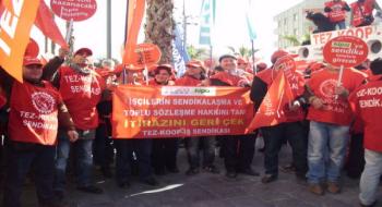 Tarsus'ta KİPA işçilerinin sendikasızlaştırılmasına karşı basın açıklaması düzenlendi