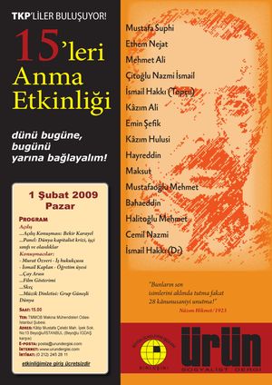 Onbeşler Ürün Sosyalist Dergi'nin etkinliğiyle anılıyor